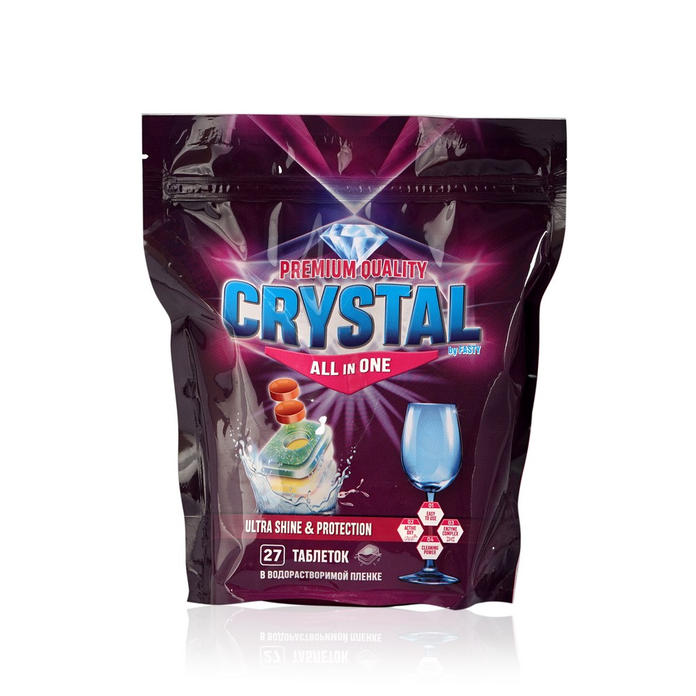 

Таблетки для посудомоечных машин Fasty Crystal all in one 27шт