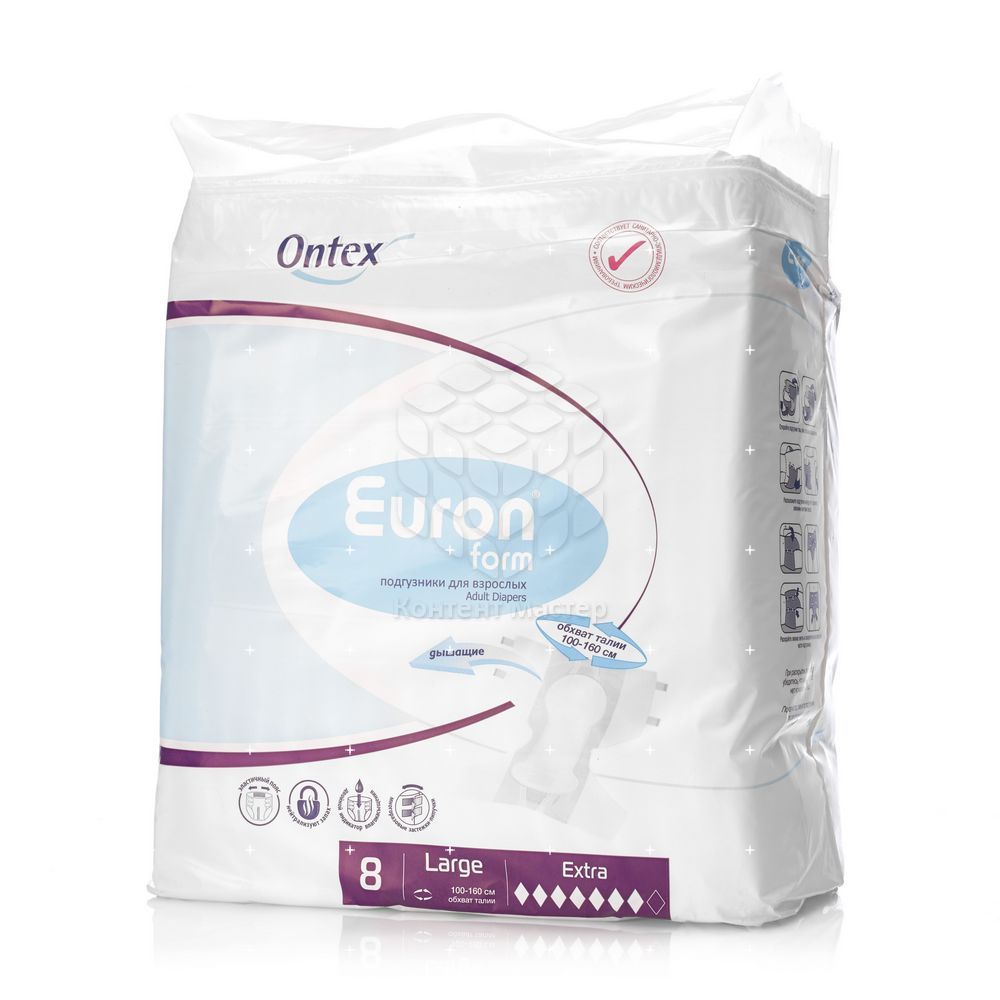 Form large. Подгузники для взрослых euron form large Extra 8 штук. Подгузники урологические "euron form" Extra Plus large №28 (ни). Подгузники euron form Extra l 30 бел. Ontex подгузники взрослые.