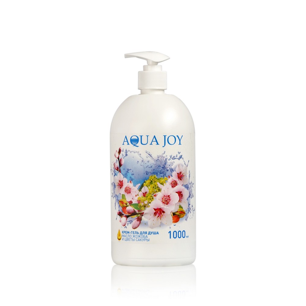 Крем - гель Aqua Joy для душа , масло жожоба и цветок сакуры 1000мл