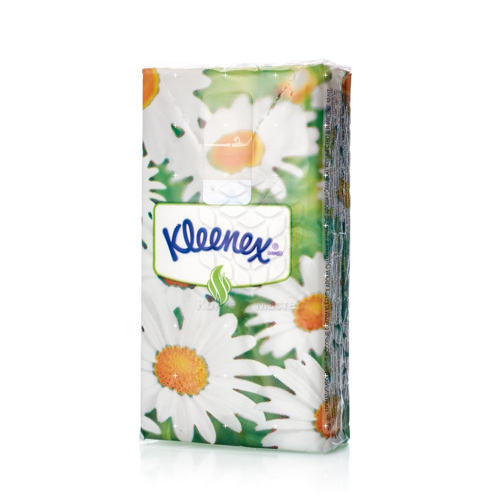 

Носовые платочки Kleenex Aroma бумажные 3х-слойные , ароматизированные ромашка 10шт