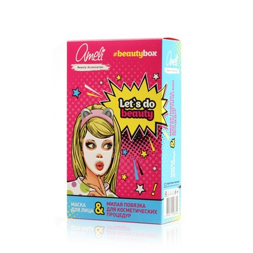 Женский Подарочный набор ( повязка для волос Ameli " Ушки " + маска для лица WEIS с экстрактом секрета улитки )