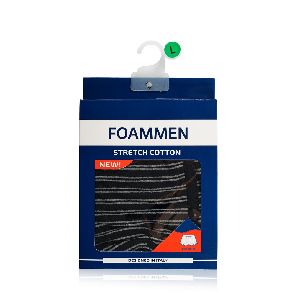 

Мужские трусы - боксеры Foammen Fo90507 , черные в полоску , L