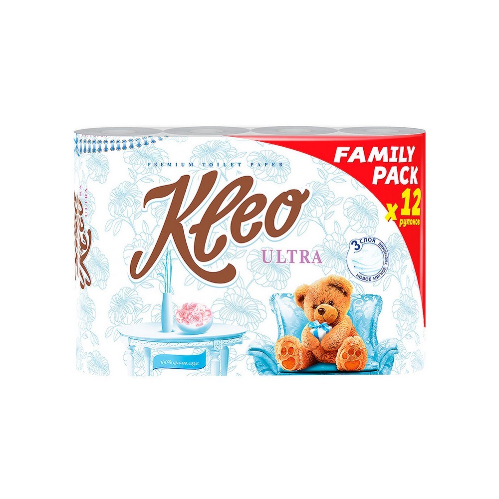 

Туалетная бумага Kleo Ultra 3х-слойная 12шт
