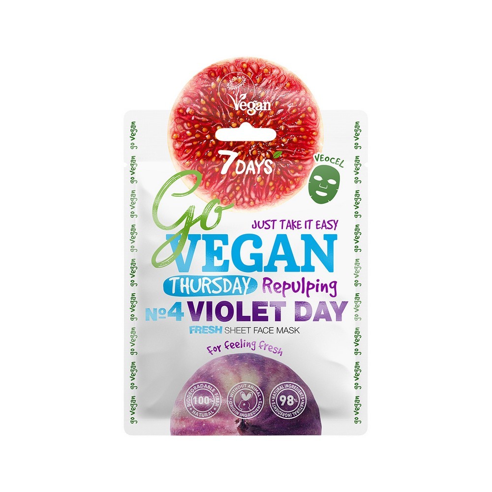 Тканевая маска для лица 7 days Go vegan  Fresh Thursday  25г тканевая fresh маска для лица go vegan thursday violet day 25 г