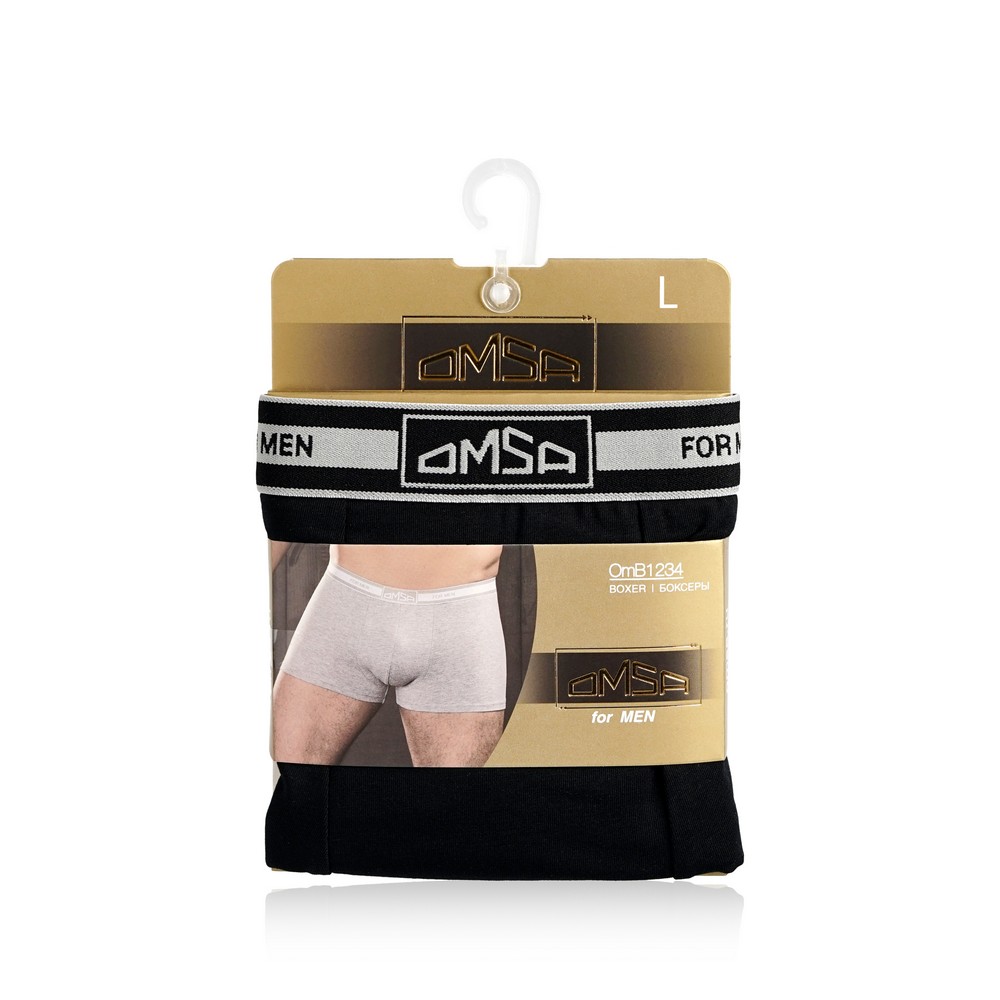 

Мужские трусы - боксеры Omsa Cotton с открытой резинкой Nero р.48