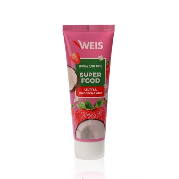 Крем для рук WEIS Super Food " ultra увлажнение " с экстрактом клубники и кокоса 75мл