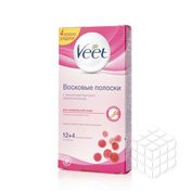 Восковые полоски для депиляции Veet для нормальной кожи с маслом Ши и ароматом ягод 12шт