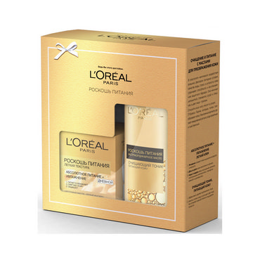 Женский Подарочный набор L'Oreal Paris " Роскошь питания " ( дневной крем для лица 50мл + очищающий тоник для лица 200мл )