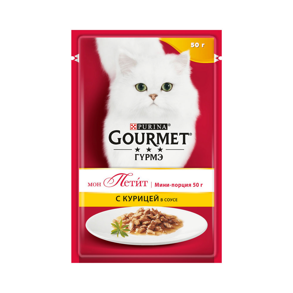 

Влажный корм для кошек Gourmet Mon Petit с курицей в соусе 50г