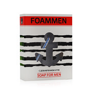 Туалетное мыло Foammen мужское , твердое , фигурное " Якорь " , с добавлением угля 100г