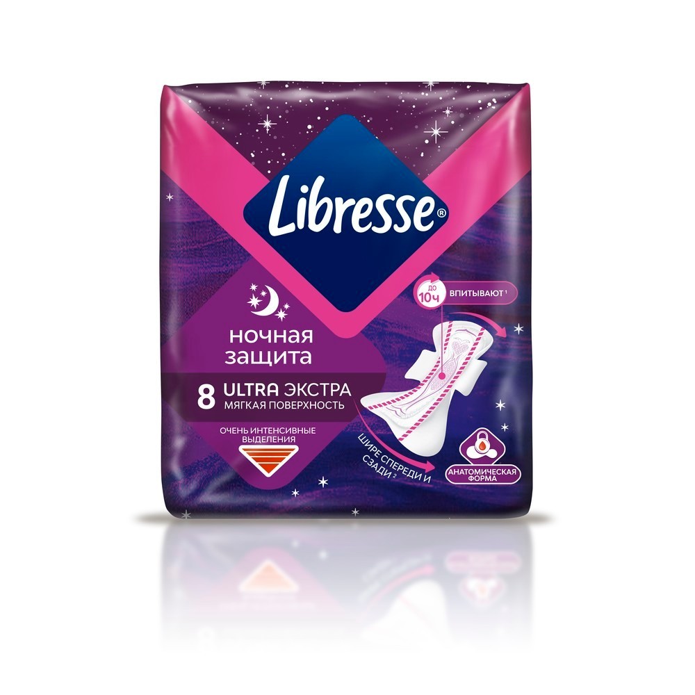 

Женские прокладки Libresse Ultra Ночные экстра 8шт