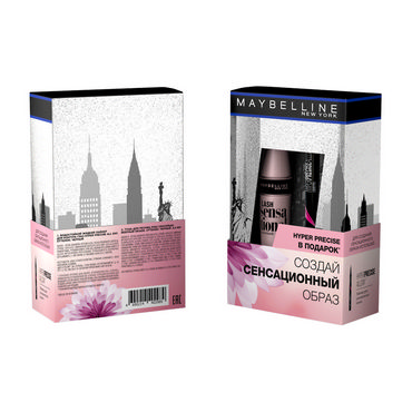 Женский набор Maybelline New York ( тушь для ресниц Lash Sensational + лайнер для век Hyper Precise )
