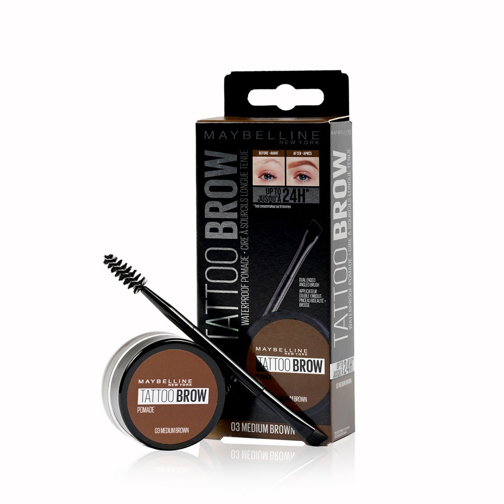 Стойкая помада для бровей Maybelline New York Tattoo Brow Pomade 003 Medium brown 3,5г помада maybelline new york maybelline new york ma010lwfuzl7