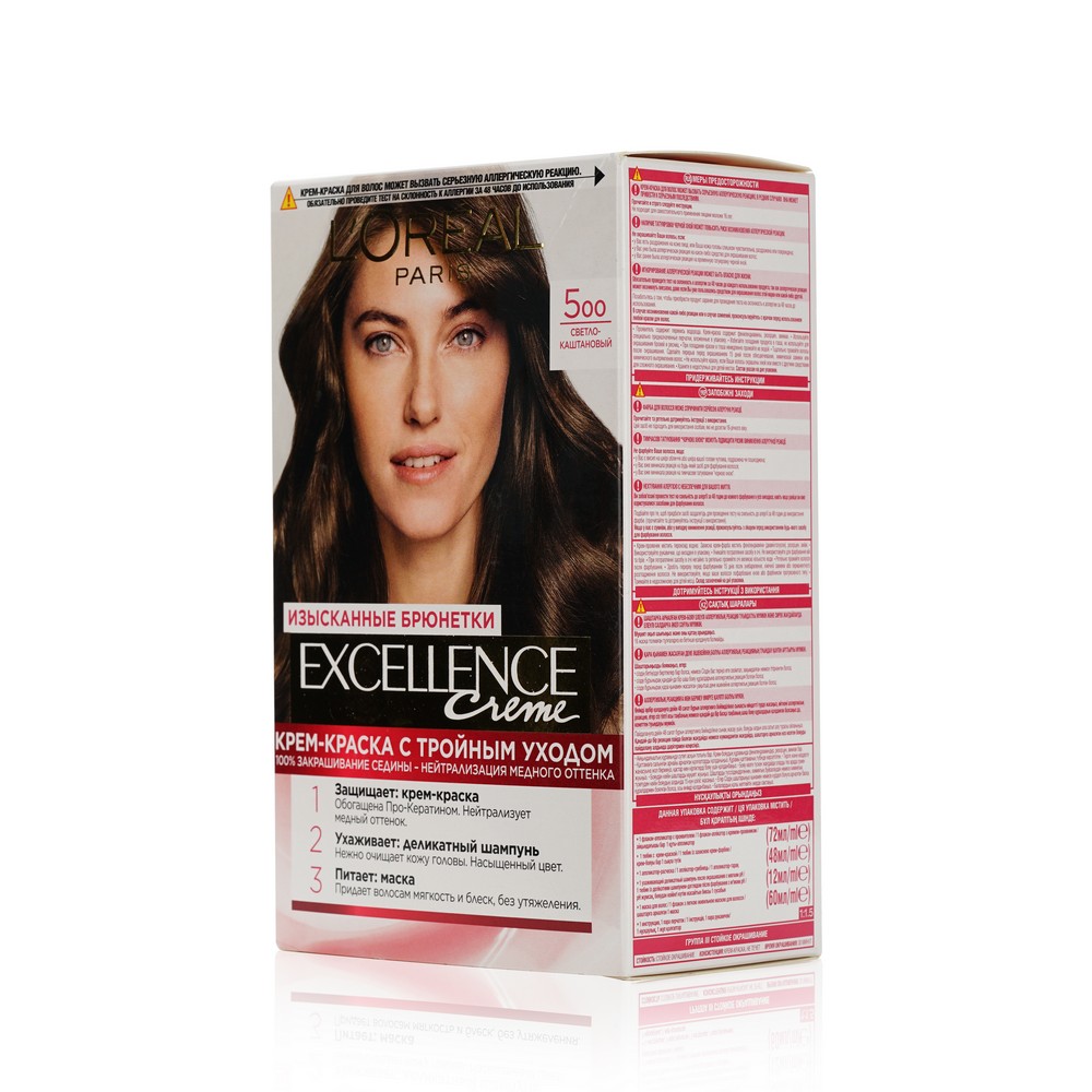 Крем - краска LOreal Paris EXCELLENCE Creme стойкая для волос 500 Светло-кашатновый