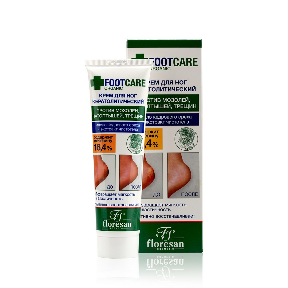 Крем для ног кератолический Floresan Organic foot Care против мозолей, натоптышей и трещин 100мл ФЛОРЕСАН