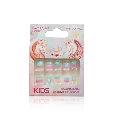 Накладные ногти Kids " Единорог " Мятный 10шт