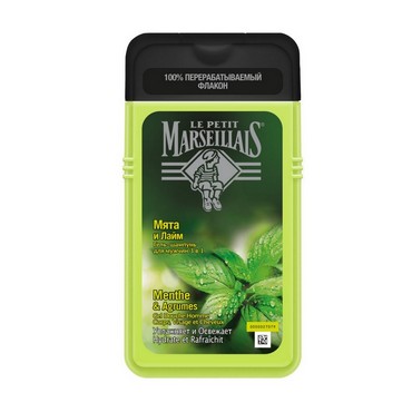 Мужской гель - шампунь Le Petit Marseillais , мята и лайм 250мл