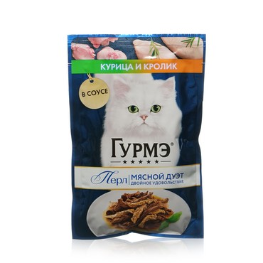 Влажный корм для кошек Гурмэ Перл Соус " Кролик - Курица " 75г