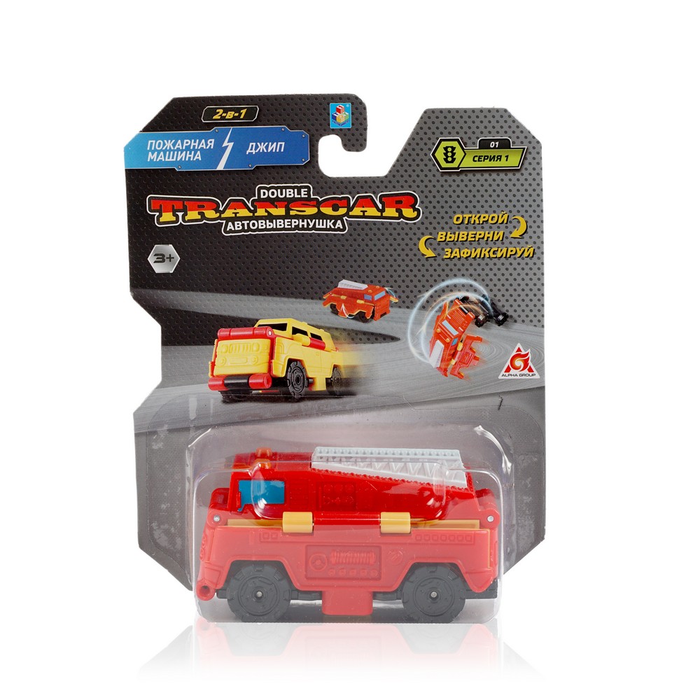

Машинка 1 Toy Transcar Double " Пожарная машина-Джип 2в1 " 8см