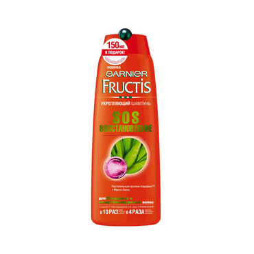 Укрепляющий шампунь Fructis SOS восстановление для секущихся и для очень поврежденных волос 400мл. Фото упаковки