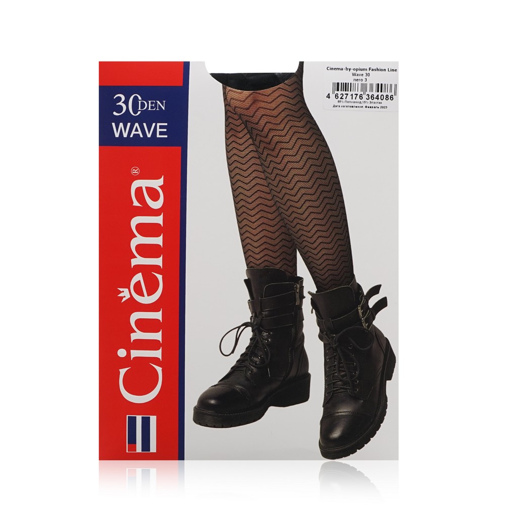Женские колготки с рисунком Opium Cinema Wave 30den Nero 3 размер