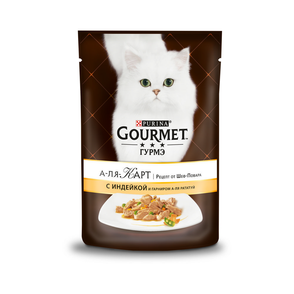 

Влажный корм для взрослых кошек Gourmet A la Carte с индейкой 85г