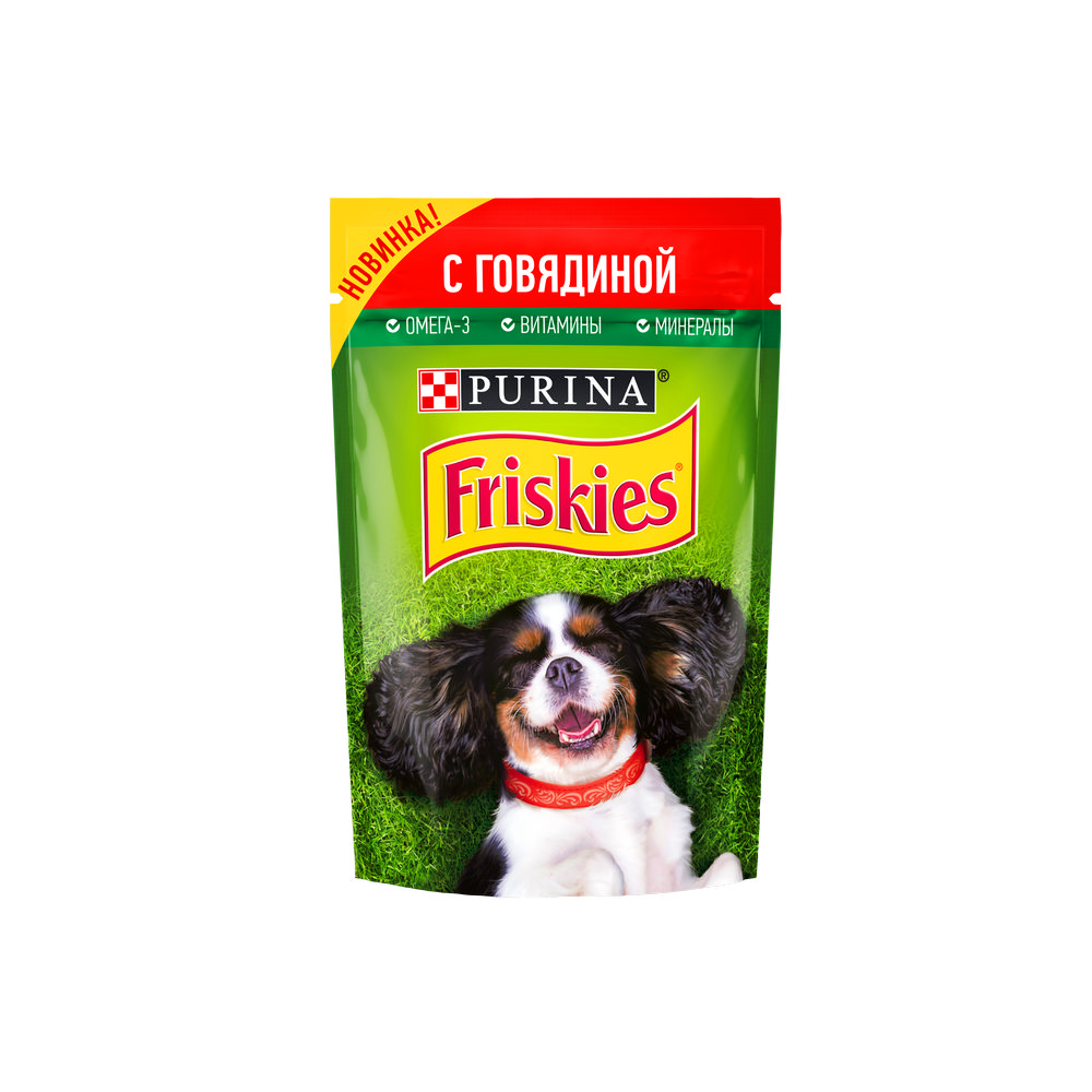 

Влажный корм для собак Friskies с говядиной 85г