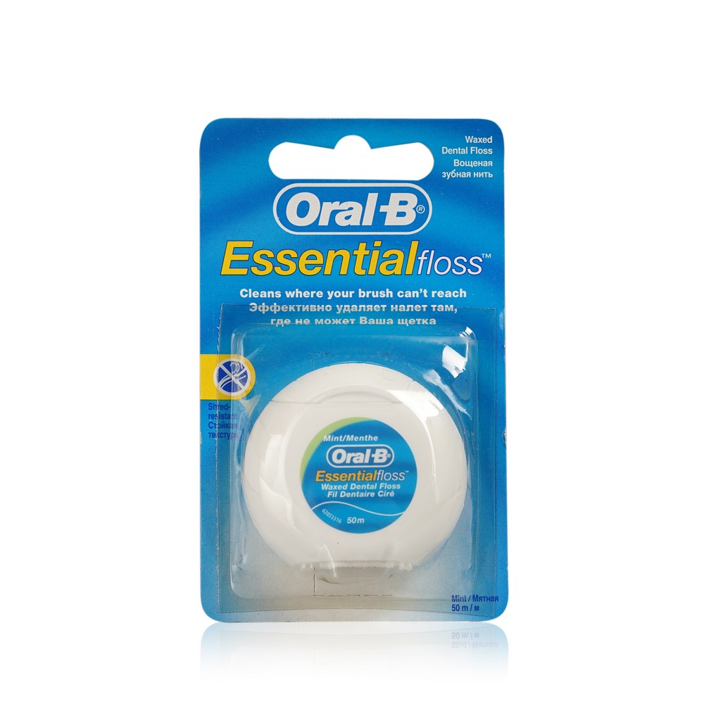 Зубная нить Oral-B ESSENTIAL FLOSS вощеная , с мятным вкусом 50м