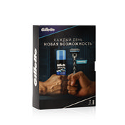 Мужской Подарочный набор Gillette Mach 3 ( станок для бритья + сменная кассета 1шт + гель для бритья " Экстракомфорт " 75мл )