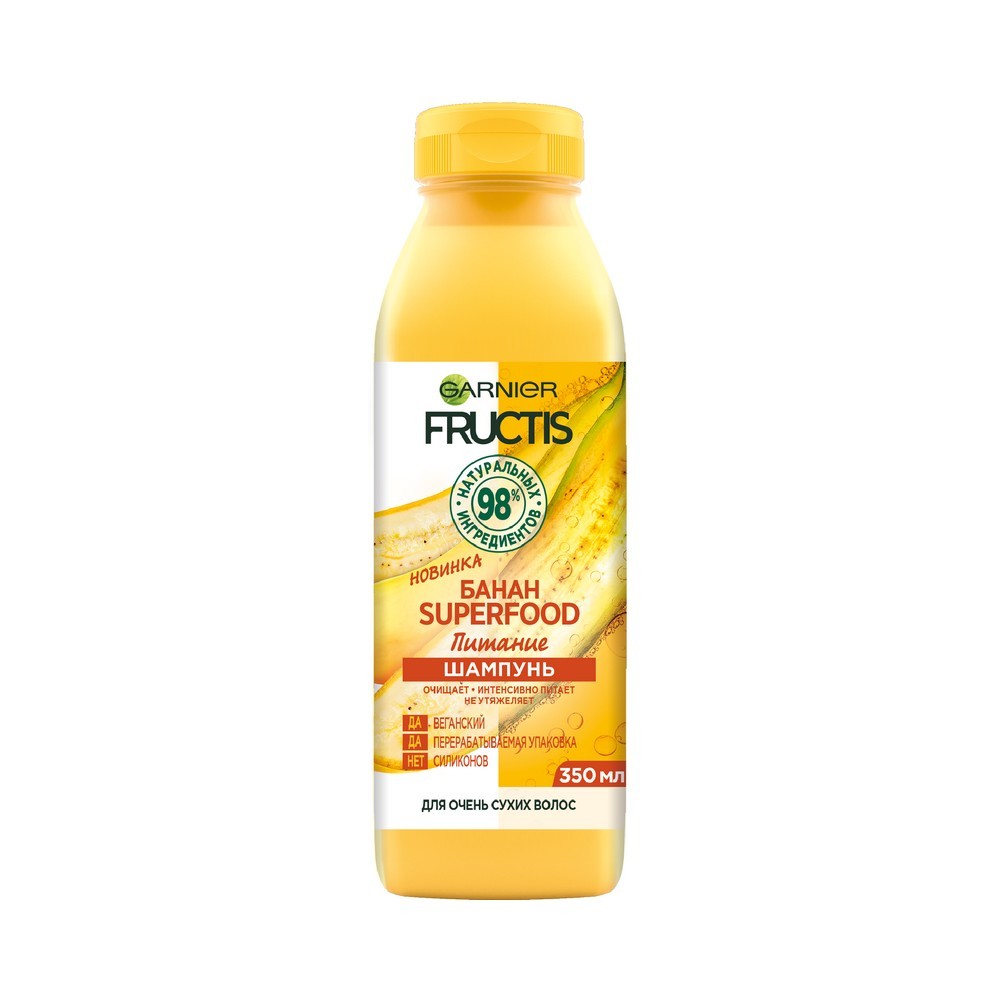 

Шампунь для волос Fructis " Банан Superfood " питание , для очень сухих волос 350мл