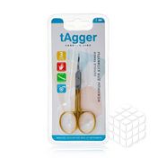 Маникюрные ножницы Tagger для кутикулы с загнутыми кончиками и золотыми ручками