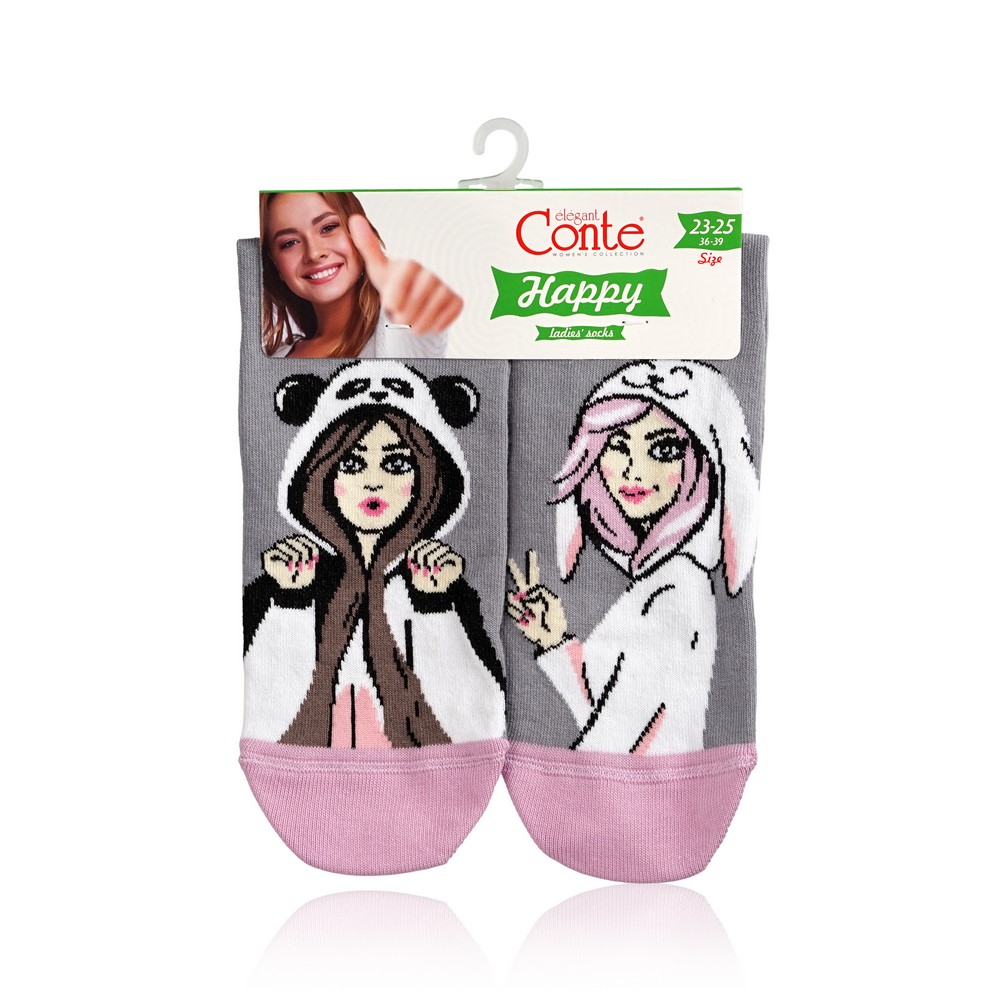 

Женские носки Conte Happy 18С-227СП трикотажные , р.23-25 , Серый
