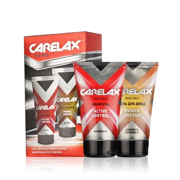 Мужской набор Carelax ( гель для душа " Power Energy " 150мл + шампунь для волос " Active Control " 150мл )