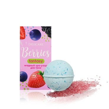 Женский подарочный набор для принятия ванны ( соль ароматизированная Delicare " Berries fantasy " 100г + бурлящий шар для ванны WEIS " Blackberry " 160г )