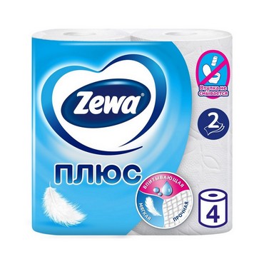 Туалетная бумага Zewa Плюс 2х-слойная 4шт