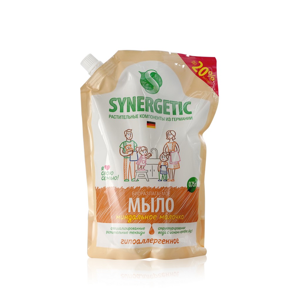 

Жидкое мыло Synergetic " Миндальное молочко " дой-пак 750мл