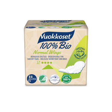 Женские прокладки Vuokkoset 100%BIO с крылышками 12шт