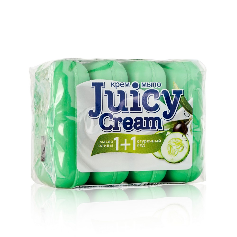 

Туалетное мыло Juicy cream " масло оливы + огуречный лед " 4*90г
