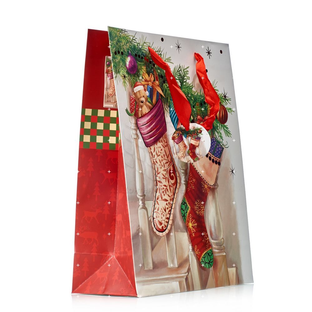 

Пакет УРРА подарочный , с блестками 26*10*32см