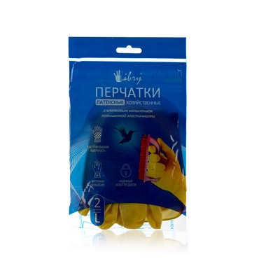 Перчатки хозяйственные латексные с хлопковым напылением Libry , L