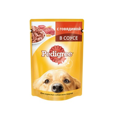 Корм для взрослых собак Pedigree с говядиной в соусе 100г