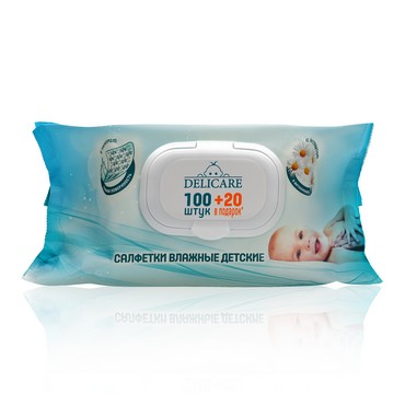 Детские салфетки Delicare Baby с экстрактом ромашки и витамином e 120шт