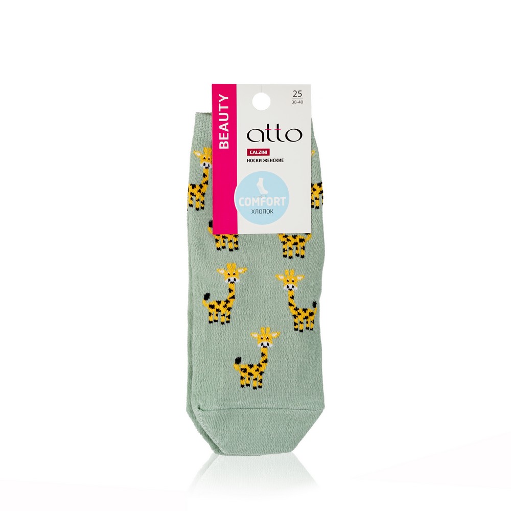 

Женские носки Atto Beauty 54-13ЛС " Жирафы " Фисташковый , р.25