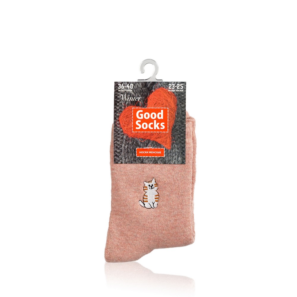 

Женские носки Good Socks AW 19/14, WAT81266-31 " Кошка " махровые с рисунком