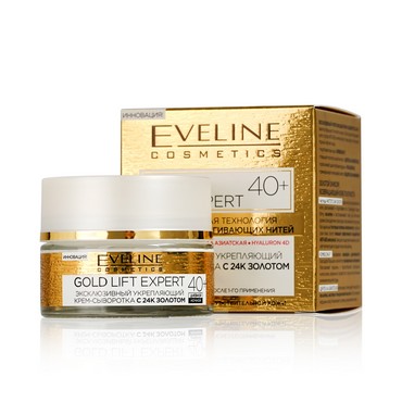 Крем - сыворотка Eveline Gold lift expert для лица укрепляющая с 24k золотом 40+ 50мл