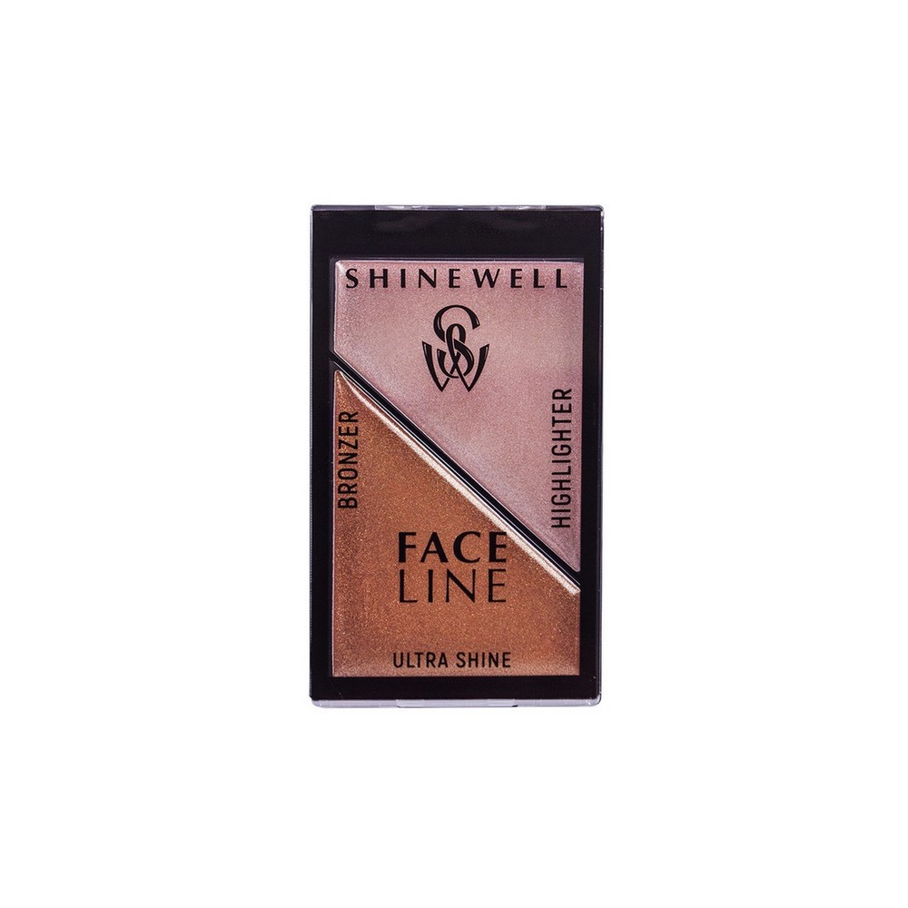 

Моделирующий набор для лица Shinewell Face line хайлайтер + бронзер 3 5,6г
