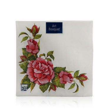 Бумажные салфетки Bouquet " Дикая роза " 3х-слойная , 33*33см , 20шт