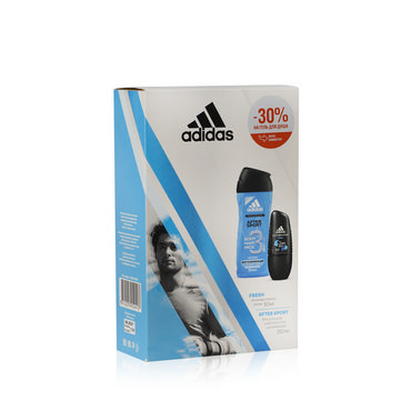 Мужской набор Adidas ( шариковый дезодорант - антиперспирант " Fresh " 50мл + гель для душа - шампунь - гель для умывания " After Sport " 250мл