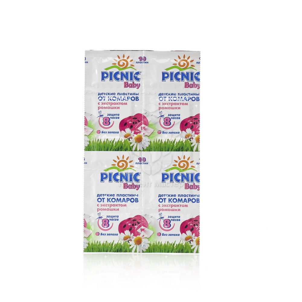 

Пластинки Арнест Picnic Baby от комаров с экстрактом ромашки без запаха 10шт