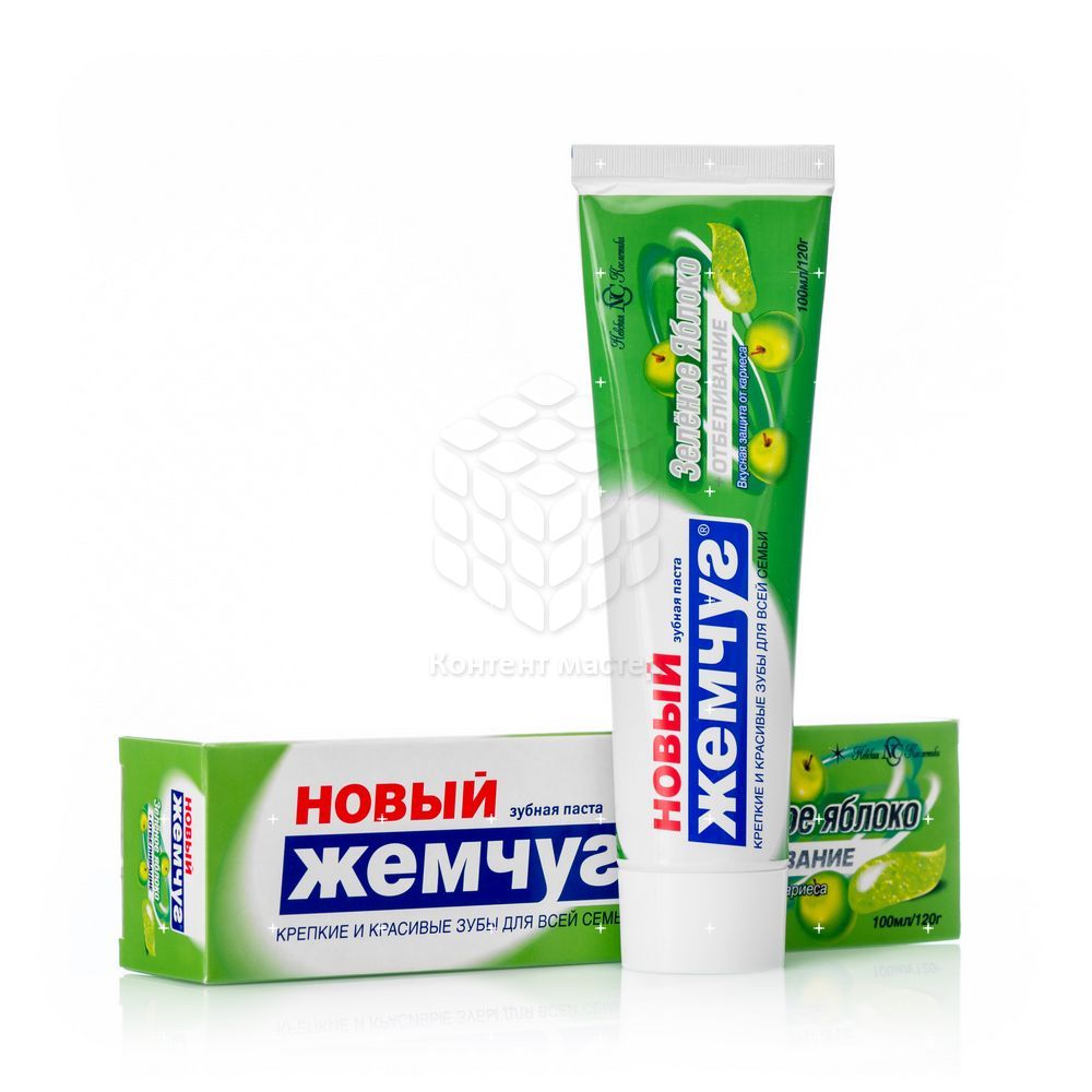 Зубная паста новый жемчуг зеленое яблоко + отбеливание 100 мл. Новый жемчуг з.п. зеленое яблоко+отбеливание 100мл. Зубная паста &quot;новый жемчуг&quot; 100мл, яблоко+отбел. Арт.17130